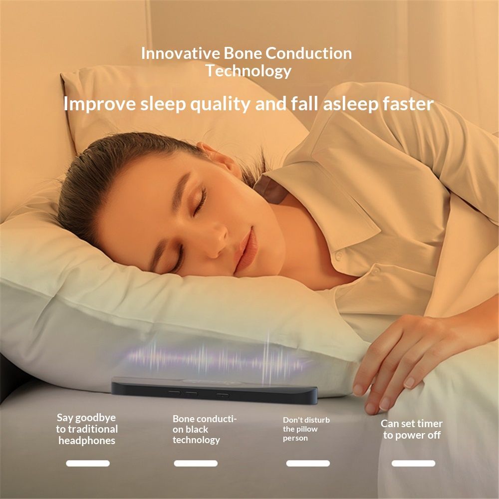 Pillow Speaker for Sleeping, Mini Bone Conduction Portable Sleep Aid with Stereo Bass, Bluetooth Sleep Bar for Deep Sleeping with White Noise