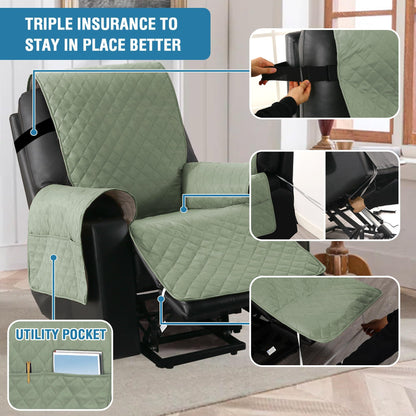 Electric Power Lift Recliner Covers for Reclining Chair Cover Waterproof Non Slip Recliner Slipcovers Seat Washable Recliner Chair Cover with Side Pocket