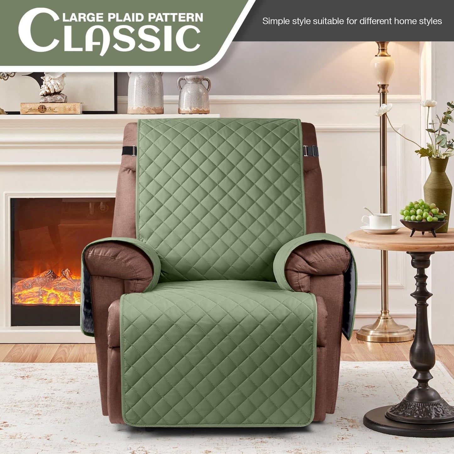 Electric Power Lift Recliner Covers for Reclining Chair Cover Waterproof Non Slip Recliner Slipcovers Seat Washable Recliner Chair Cover with Side Pocket