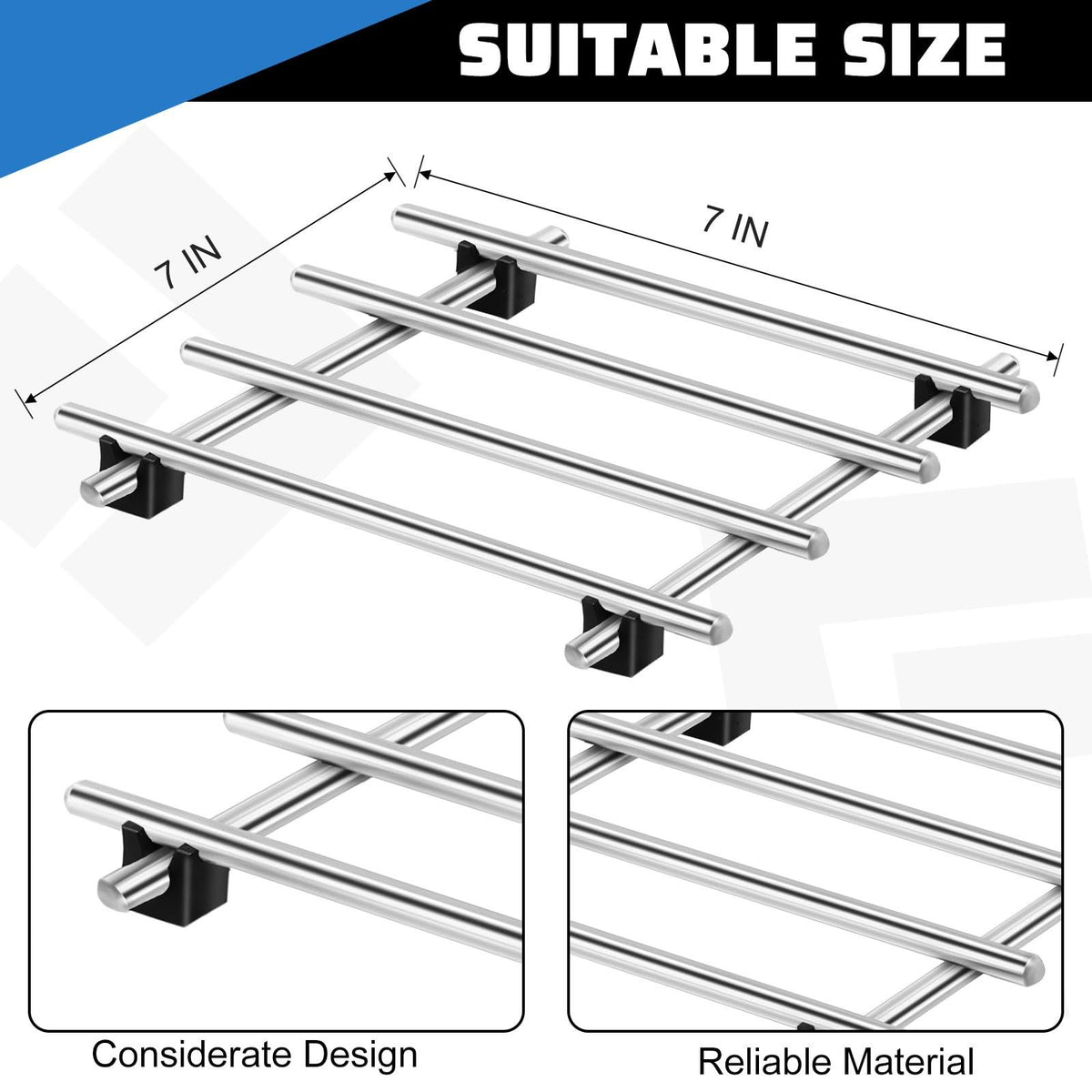 4 Pcs Cast Iron Vintage Stainless Steel  for Pots and Pans Cooling Racks for Kitchen Dining Table Decoration Hot Dishes Countertop Dining, Silver