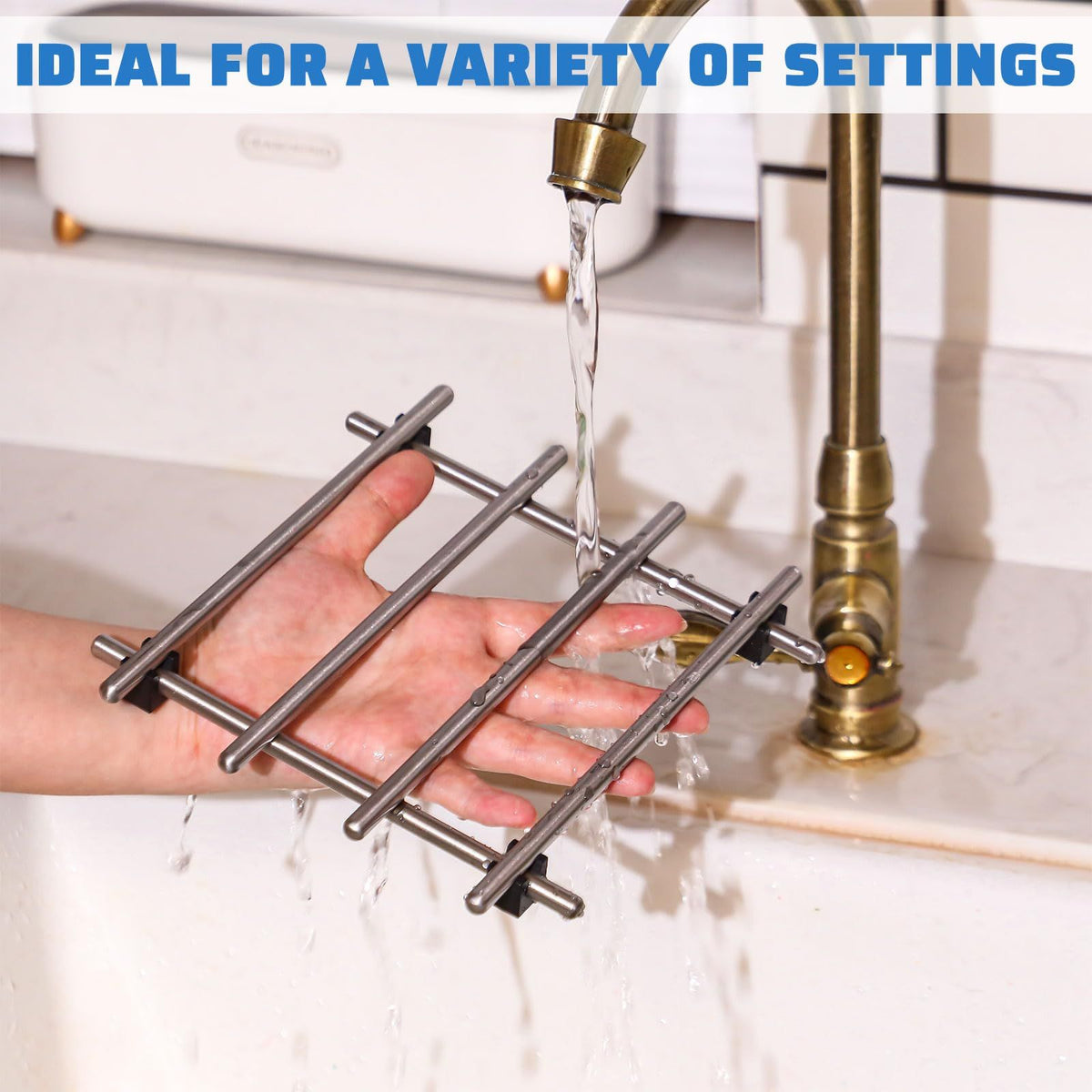 4 Pcs Cast Iron Vintage Stainless Steel  for Pots and Pans Cooling Racks for Kitchen Dining Table Decoration Hot Dishes Countertop Dining, Silver