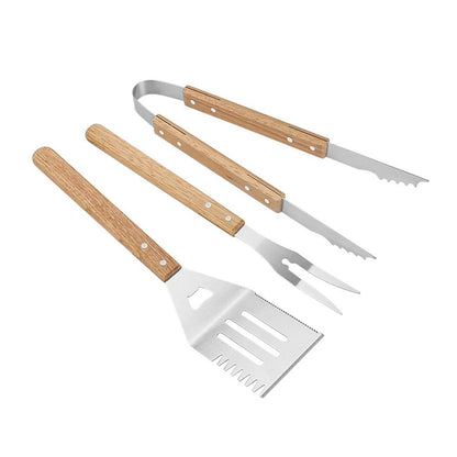 Wooded BBQ Accessories Grilling Tools,Stainless Steel BBQ Tools Grill Tools Set for Cooking, Backyard Barbecue & Outdoor Camping Gift for Man Dad Women Barbecue Enthusiasts Set of 4