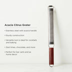 Citrus and Cheese Grater, Stainless Steel Rasp Grater with Acacia Wood Handle for Lemons, Oranges, Nutmeg & Cheese, Elegant Kitchenware for Cocktails, Cooking, & Bartender Gifts, Set of 1