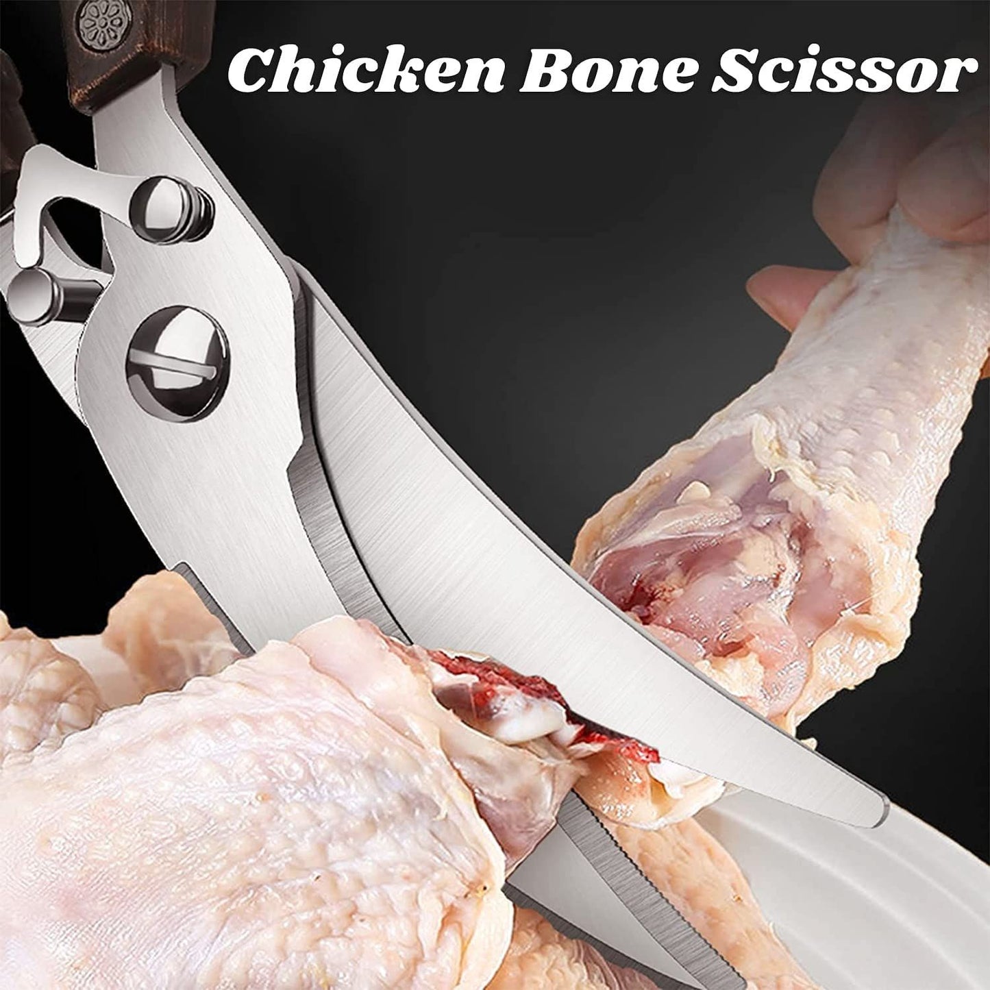 Poultry Shears, Heavy Duty Kitchen Shears with Serrated Edge, Multipurpose Stainless Steel Kitchen Scissors for Chicken, Bone, Meat, Turkey, Fish Thanksgiving Christmas Gifts