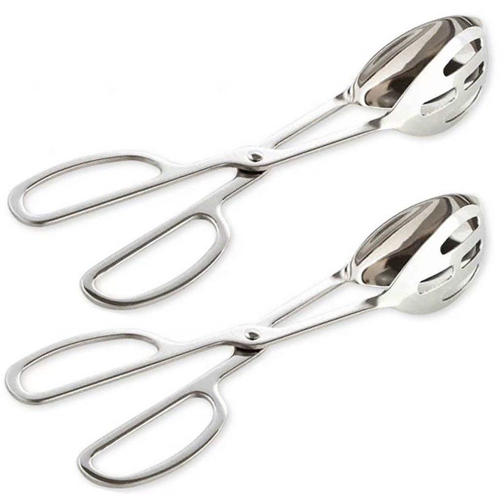 2-PACK Serving Tongs for Buffet Party Catering, Thickening Food Serving Salad Cake Bread Kitchen Tongs, Stainless Steel