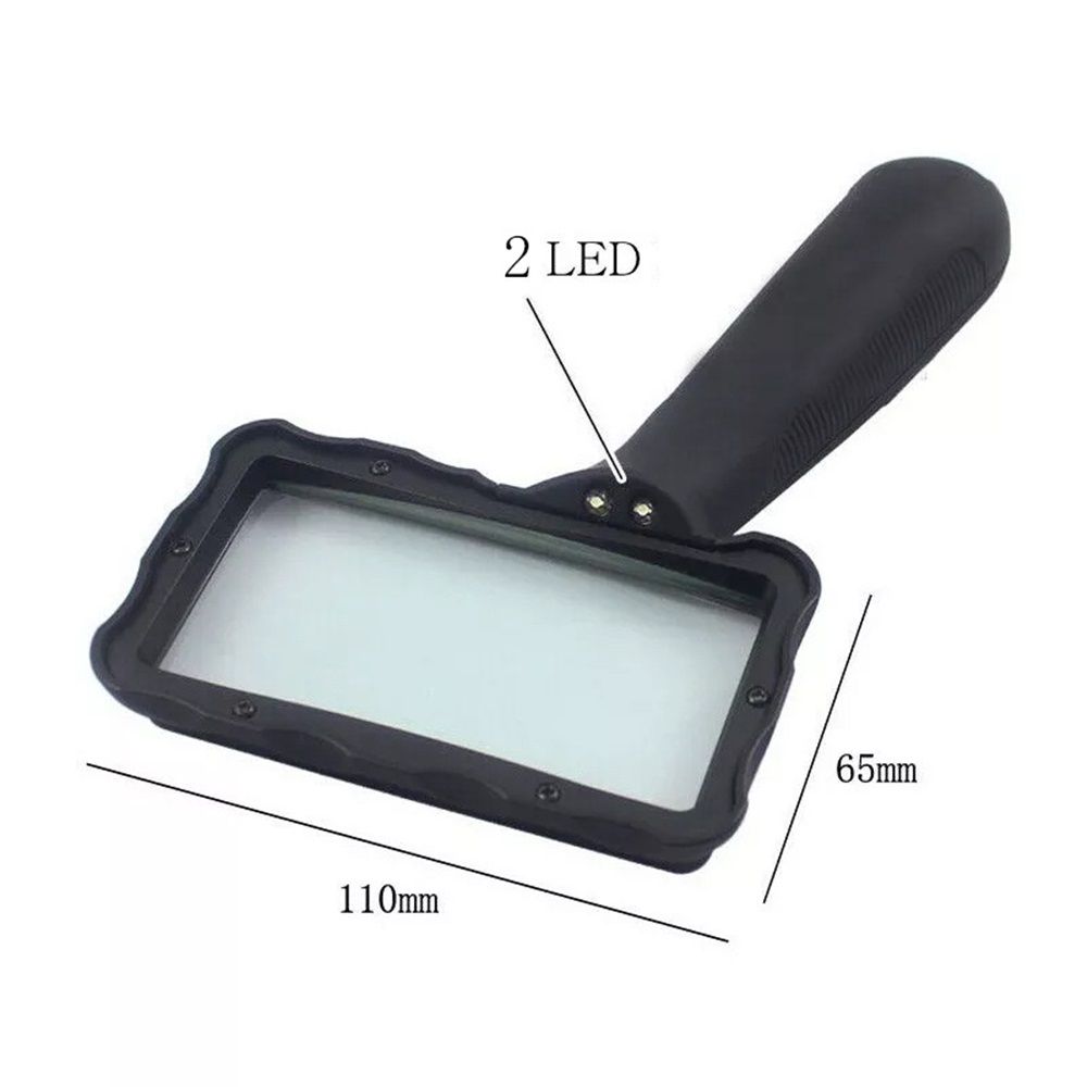 3X Hand-held Rectangular Magnifying Glass, LED Light Magnifier, Reading Magnifying Glass for Seniors, Low Vision, Macular Degeneration