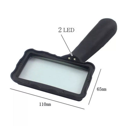 3X Hand-held Rectangular Magnifying Glass, LED Light Magnifier, Reading Magnifying Glass for Seniors, Low Vision, Macular Degeneration