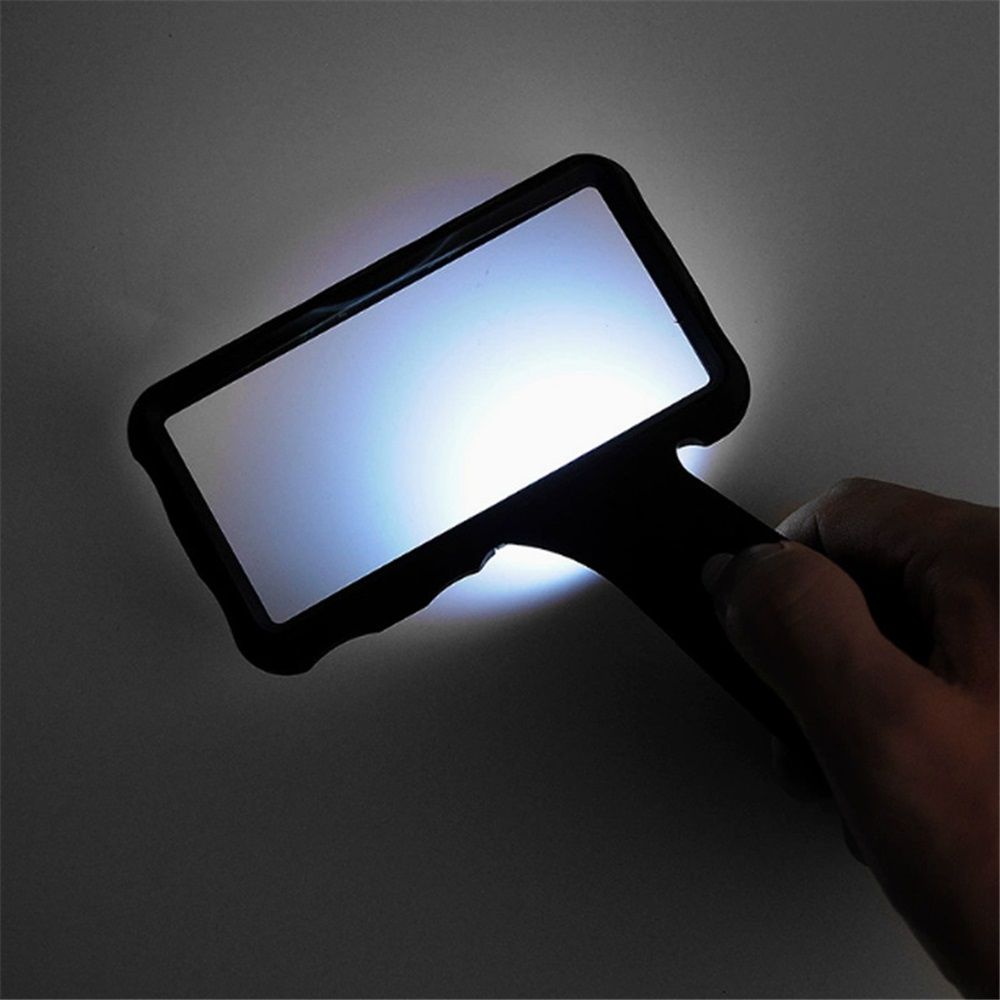 3X Hand-held Rectangular Magnifying Glass, LED Light Magnifier, Reading Magnifying Glass for Seniors, Low Vision, Macular Degeneration