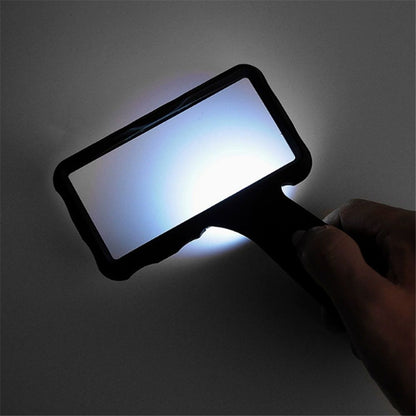 3X Hand-held Rectangular Magnifying Glass, LED Light Magnifier, Reading Magnifying Glass for Seniors, Low Vision, Macular Degeneration