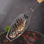 Stainless Steel BBQ Fish Basket, Large, Silver  Large Fish Grilling Rack for Grill Fish Vegetables Shrimp, Folding Stainless Steel Grill Basket with Removable Wooden Handle