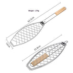 Stainless Steel BBQ Fish Basket, Large, Silver  Large Fish Grilling Rack for Grill Fish Vegetables Shrimp, Folding Stainless Steel Grill Basket with Removable Wooden Handle