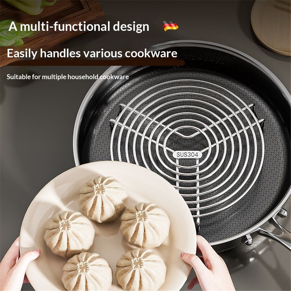 Round Steamer Rack and Cooling Rack,Stainless Steel Pot Trivet, Cooking Rack,Wire Steamer Kettle Rack Holder, Air Fryer Cooking Steamer Rack for Baking Canning Cooking Steaming, 7.9''X2.8''