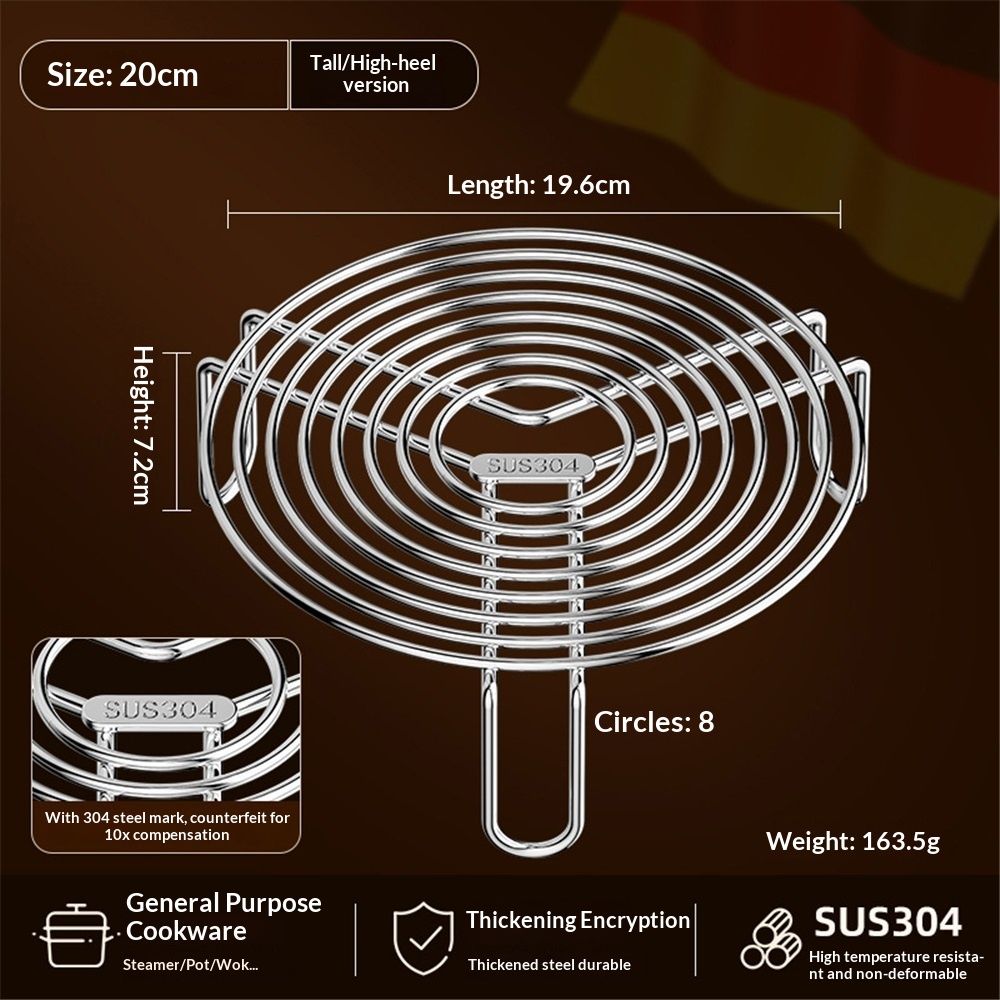 Round Steamer Rack and Cooling Rack,Stainless Steel Pot Trivet, Cooking Rack,Wire Steamer Kettle Rack Holder, Air Fryer Cooking Steamer Rack for Baking Canning Cooking Steaming, 7.9''X2.8''