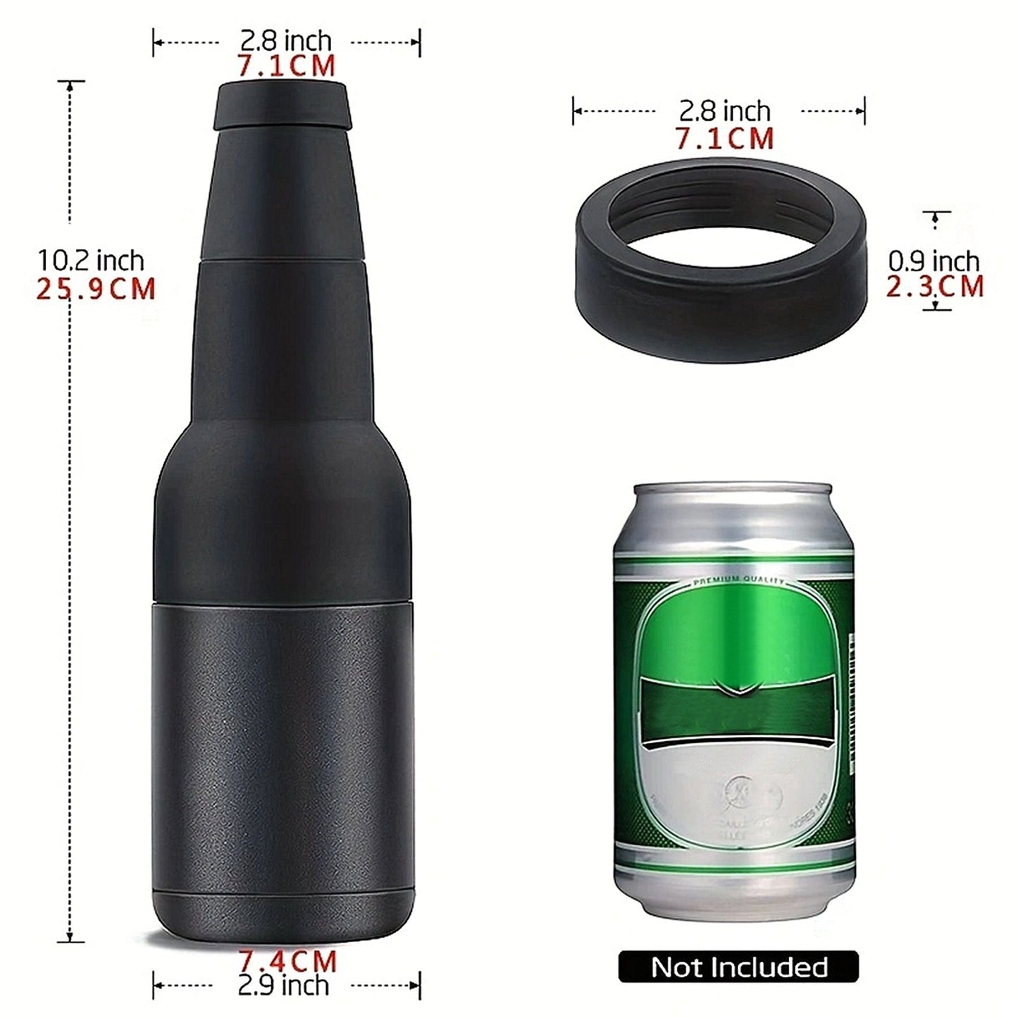 Frosty Beer Holder,2 Go Vacuum Insulated Double Walled Stainless Steel Beer Can and Bottle Cooler with Beer Opener, Bpa Free, Fits Standard 12oz, Ice Cold for Hours, Great Gift for Beer Lovers