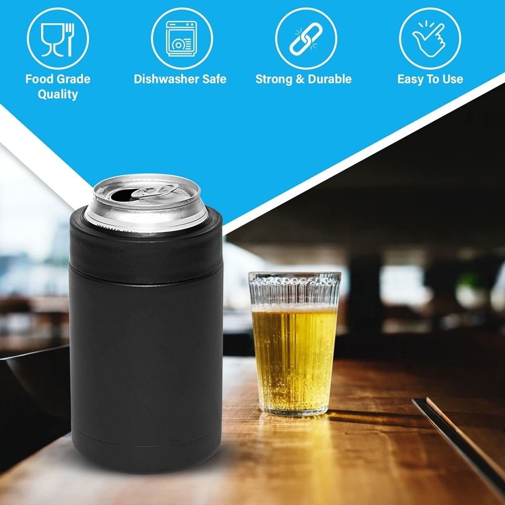 Frosty Beer Holder,2 Go Vacuum Insulated Double Walled Stainless Steel Beer Can and Bottle Cooler with Beer Opener, Bpa Free, Fits Standard 12oz, Ice Cold for Hours, Great Gift for Beer Lovers