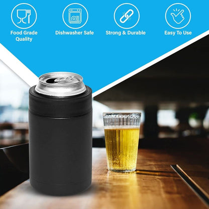 Frosty Beer Holder,2 Go Vacuum Insulated Double Walled Stainless Steel Beer Can and Bottle Cooler with Beer Opener, Bpa Free, Fits Standard 12oz, Ice Cold for Hours, Great Gift for Beer Lovers