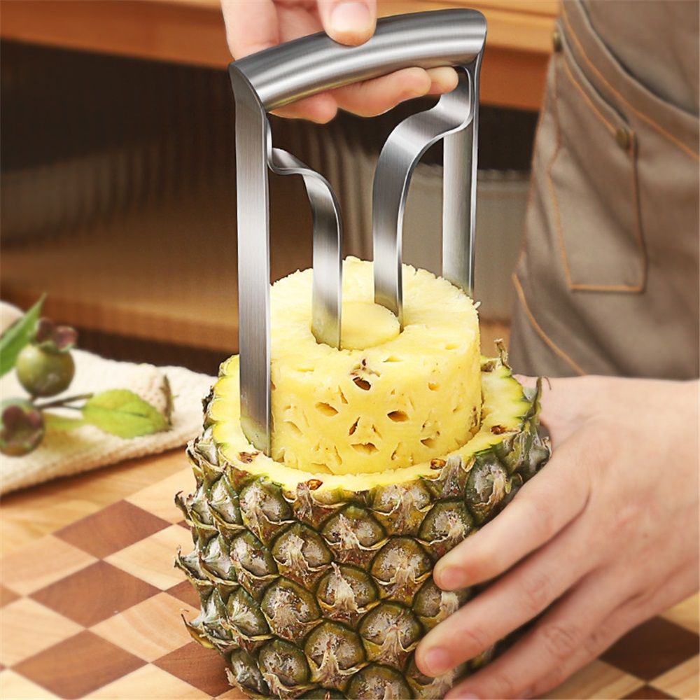 Pineapple Corer Large Stainless Steel Pineapple Corer Peeler Pineapple Cutter Fruit tool Easy Kitchen Tool - Large（20cm）