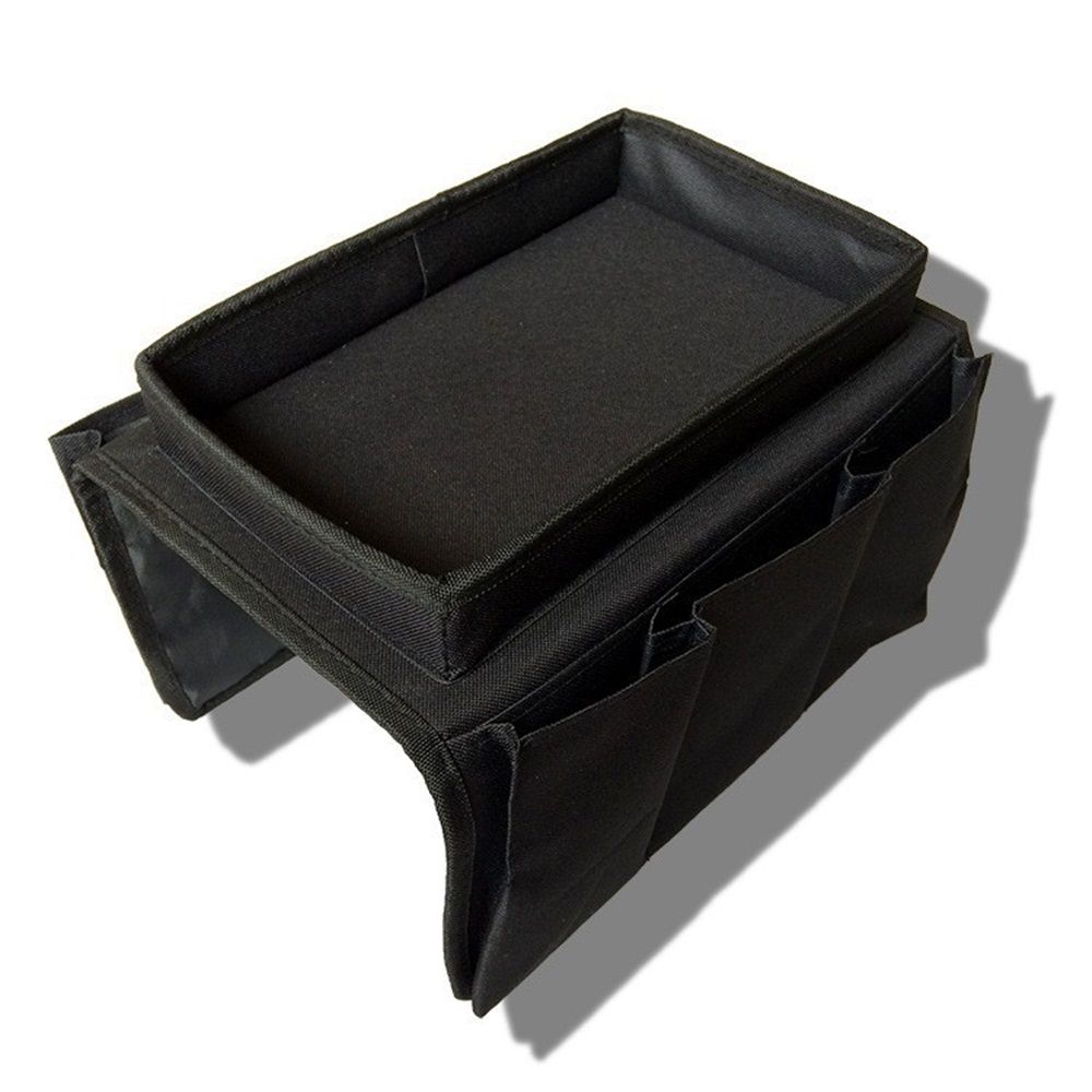Sofa Armrest Organizer, Couch TV Remote Storage Organizer with Pockets for Recliner Armchair Snacks Glasses Smartphone Magazines Pouch (black)