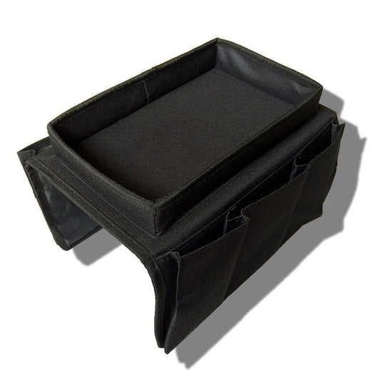 Sofa Armrest Organizer, Couch TV Remote Storage Organizer with Pockets for Recliner Armchair Snacks Glasses Smartphone Magazines Pouch (black)