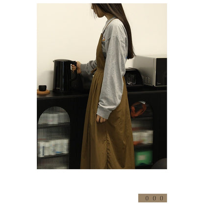 Ladies' waterproof apron, suitable for kitchen, garden, barber, cooking, pottery, nail art techniques (dark brown)