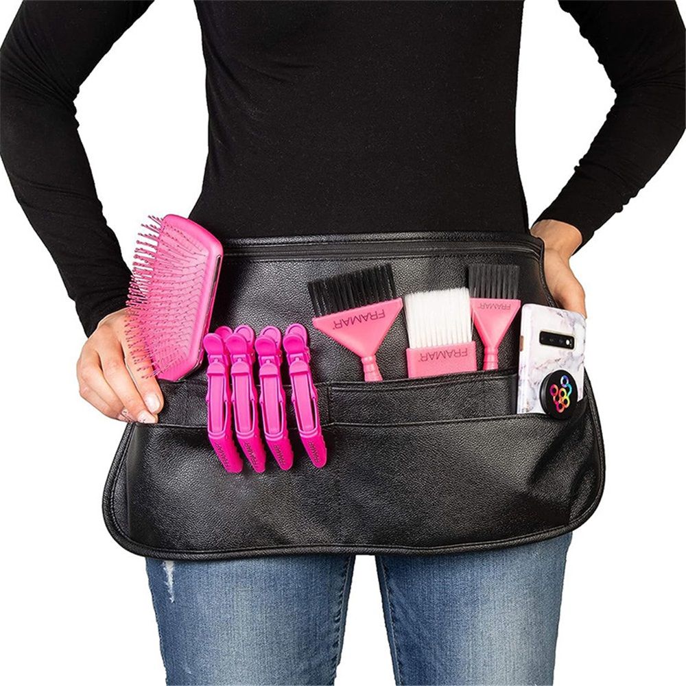 Salon Hairstylist Waist Belt with Shears Pouch, Professional Hair Stylist & Makeup Brush Belt（black）