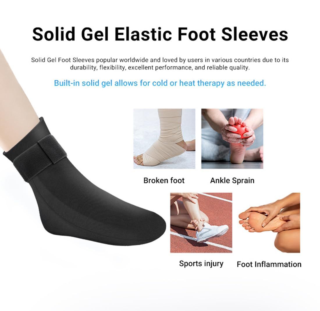 Reusable Gel Cold Therapy Sock for Hot & Cold Therapy, Ankle Foot Ice Pack Wrap for Injuries, Instant Pain Relief for Achilles Tendonitis, Plantar Fasciitis, -1pcs Black