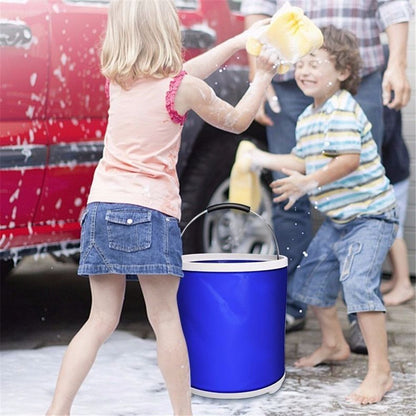 Collapsible Bucket with Storage Case- Durable Pop Up Bucket with Watertight Fabric,  Great for RVs, Camping, Fishing, Boating, Hiking and More - Blue  9L