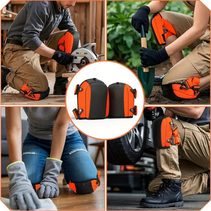 Knee Pads for Work, Construction, Floor, Garden, Soft Leather Non Slip Knee Protector with Thick Comfortable Foam and Adjustable Straps for Men Women Adult (Orange)