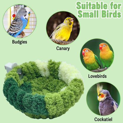 Portable Suction Cup Bird Perch Nest for Travel Car Window Glass, Warm Bird Sleeping hut Snuggle Bed for cage (Small size forest green)