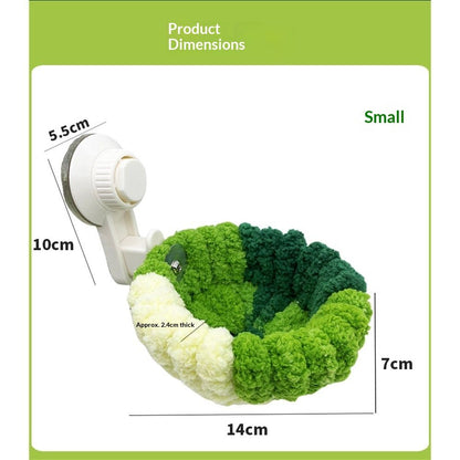 Portable Suction Cup Bird Perch Nest for Travel Car Window Glass, Warm Bird Sleeping hut Snuggle Bed for cage (Small size forest green)