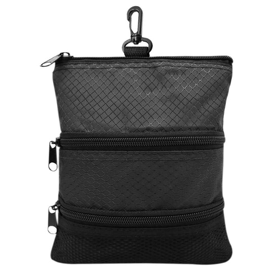 Golf Bag Accessories Valuables Pouch Bags Multi Pocket Zipper Hook  for Men Women Zipper pocket, gear clip（black）