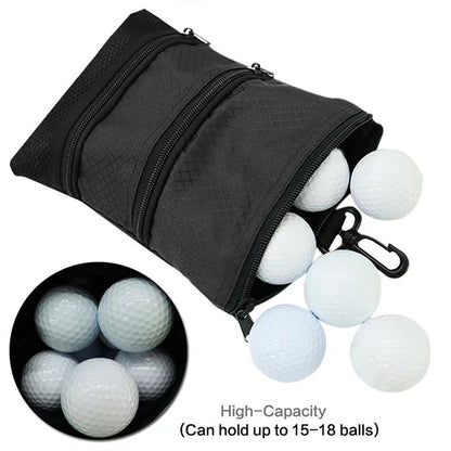 Golf Bag Accessories Valuables Pouch Bags Multi Pocket Zipper Hook  for Men Women Zipper pocket, gear clip（black）