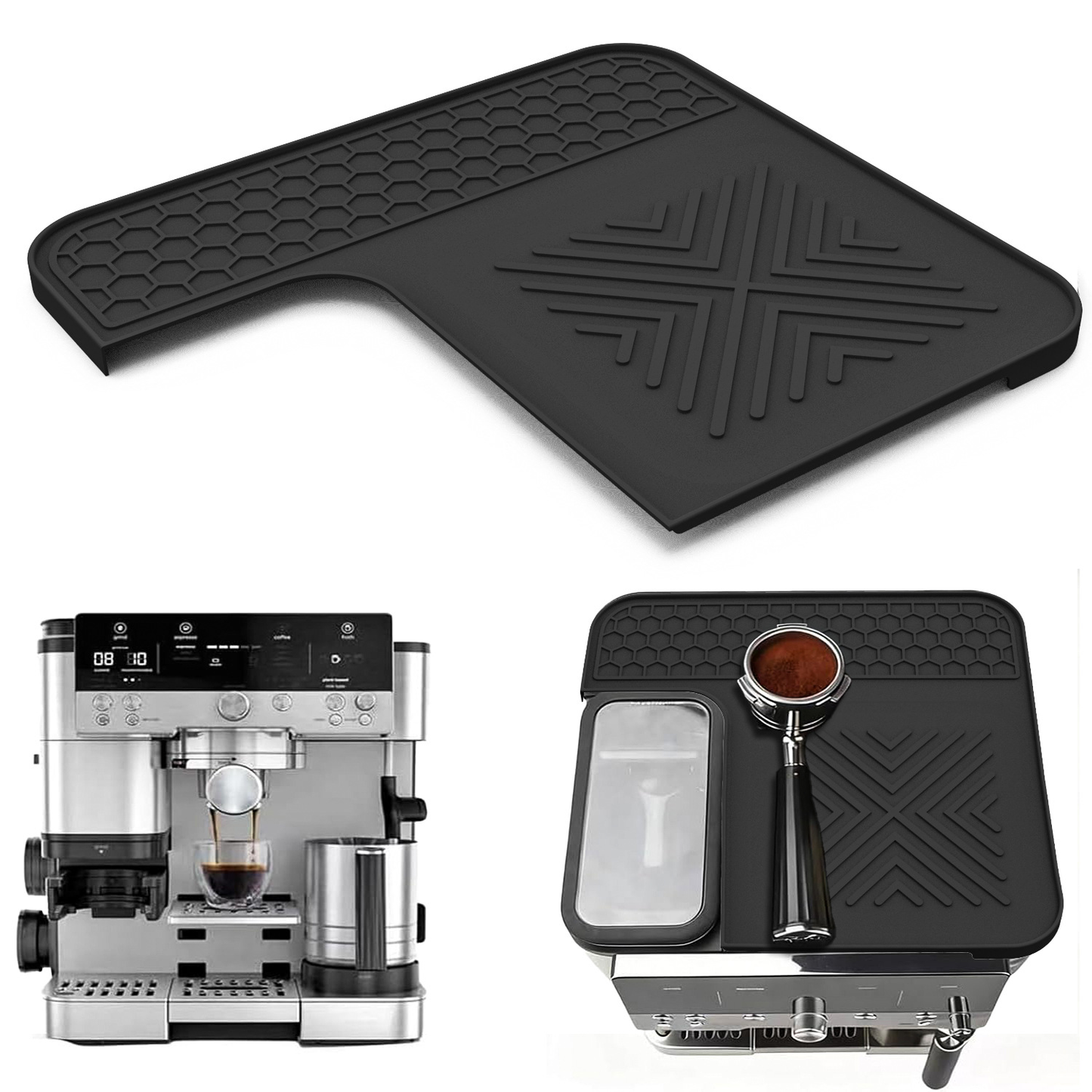 Top Mat for Cafe Espresso Machine, Protects Top Surface, Anti-scratch, Easy to Clean, Heat Resistant, Non-Slip Silicone Coffee Machine Mat for  Cafe Accessories, Black