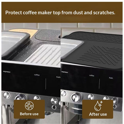 Top Mat for Cafe Espresso Machine, Protects Top Surface, Anti-scratch, Easy to Clean, Heat Resistant, Non-Slip Silicone Coffee Machine Mat for  Cafe Accessories, Black