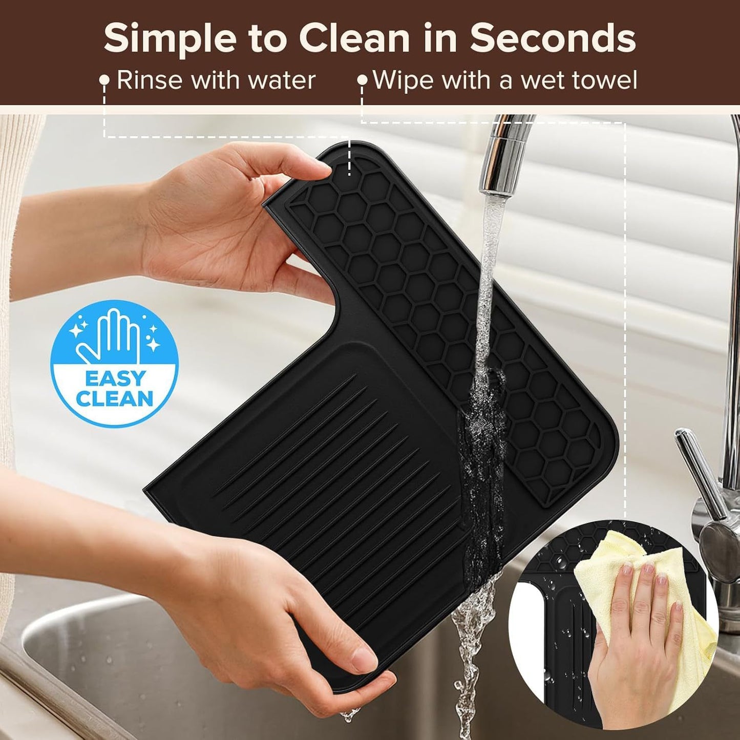 Top Mat for Cafe Espresso Machine, Protects Top Surface, Anti-scratch, Easy to Clean, Heat Resistant, Non-Slip Silicone Coffee Machine Mat for  Cafe Accessories, Black