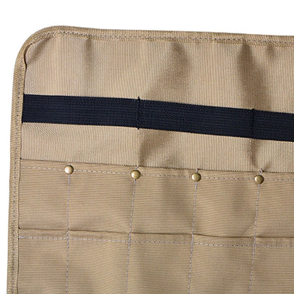 Camping Utensil Bag, Chef Knife Roll Canvas Roll up Culinary Bag Tableware Storage Hanging Knife Pouch Holder for Outdoor Barbecue Activities(Square, Khaki)