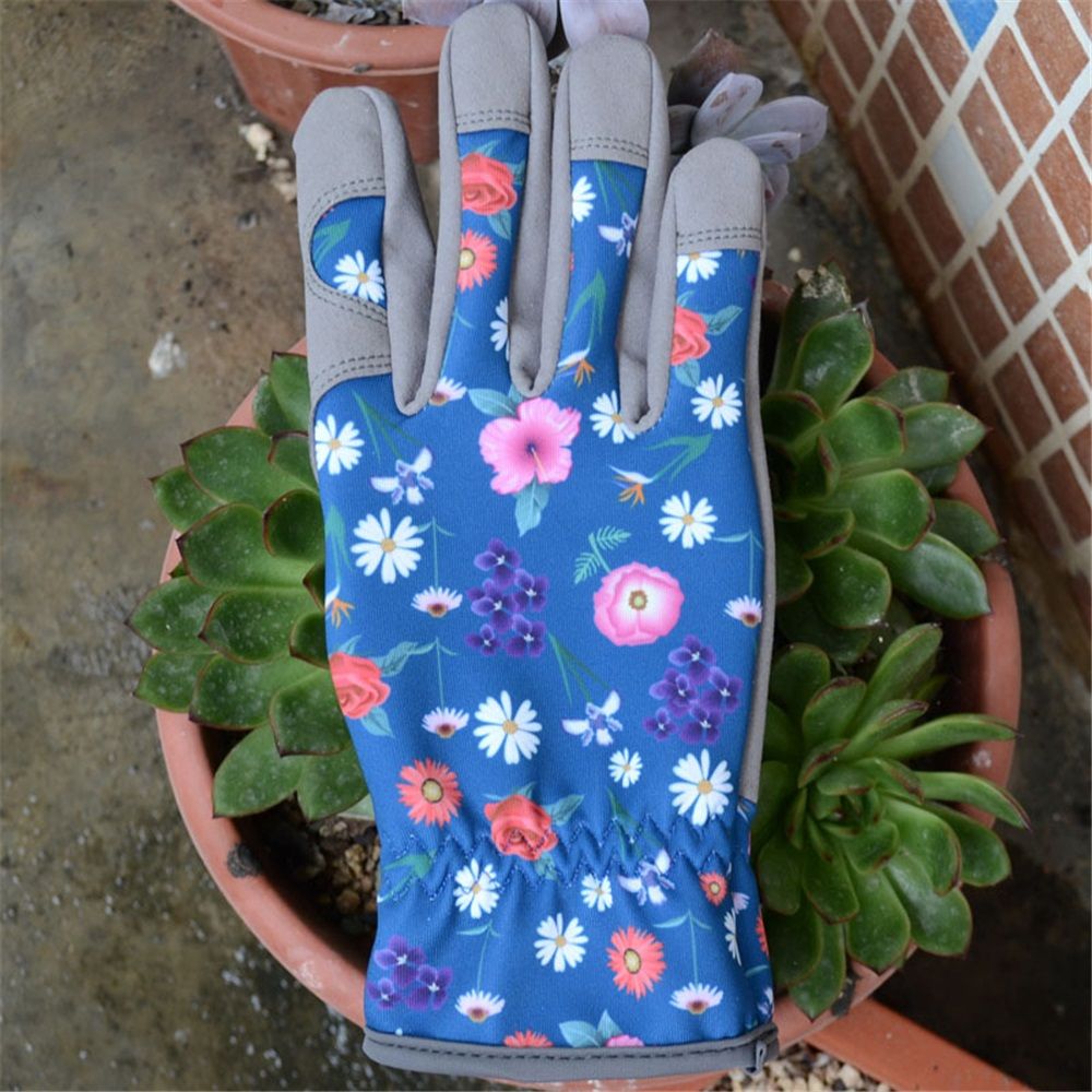 Womens Gardening Weeding Working Gloves, Leather Garden Glove for Women Thorn Proof No Stab for Digging, Planting,Pruning（S）