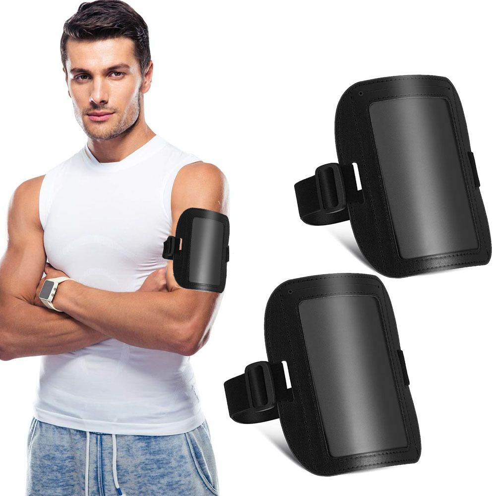4 Pcs Arm Badge Holder for Men Leather ID Armband Adjustable Badge Holder with Elastic Arm Band Waterproof Ski Pass Armband for Work Postcards Office Business Supplies(Black)