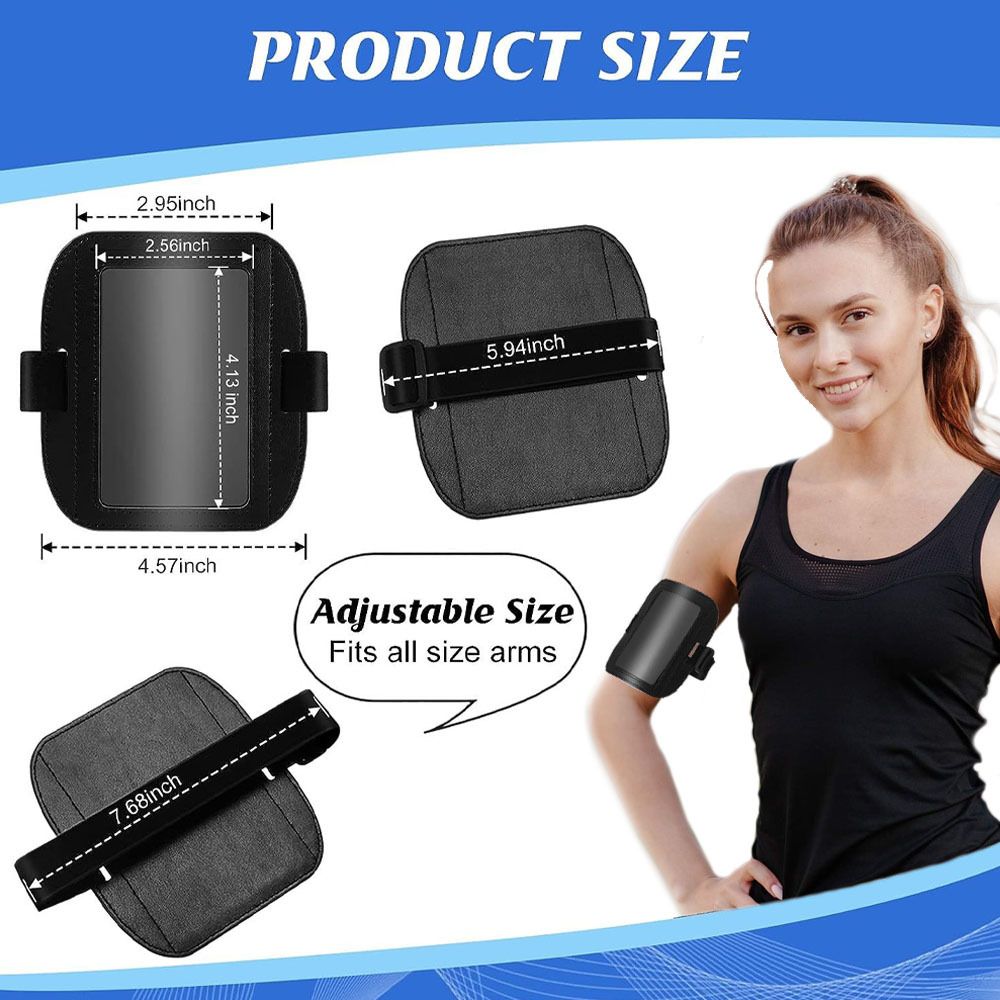 4 Pcs Arm Badge Holder for Men Leather ID Armband Adjustable Badge Holder with Elastic Arm Band Waterproof Ski Pass Armband for Work Postcards Office Business Supplies(Black)
