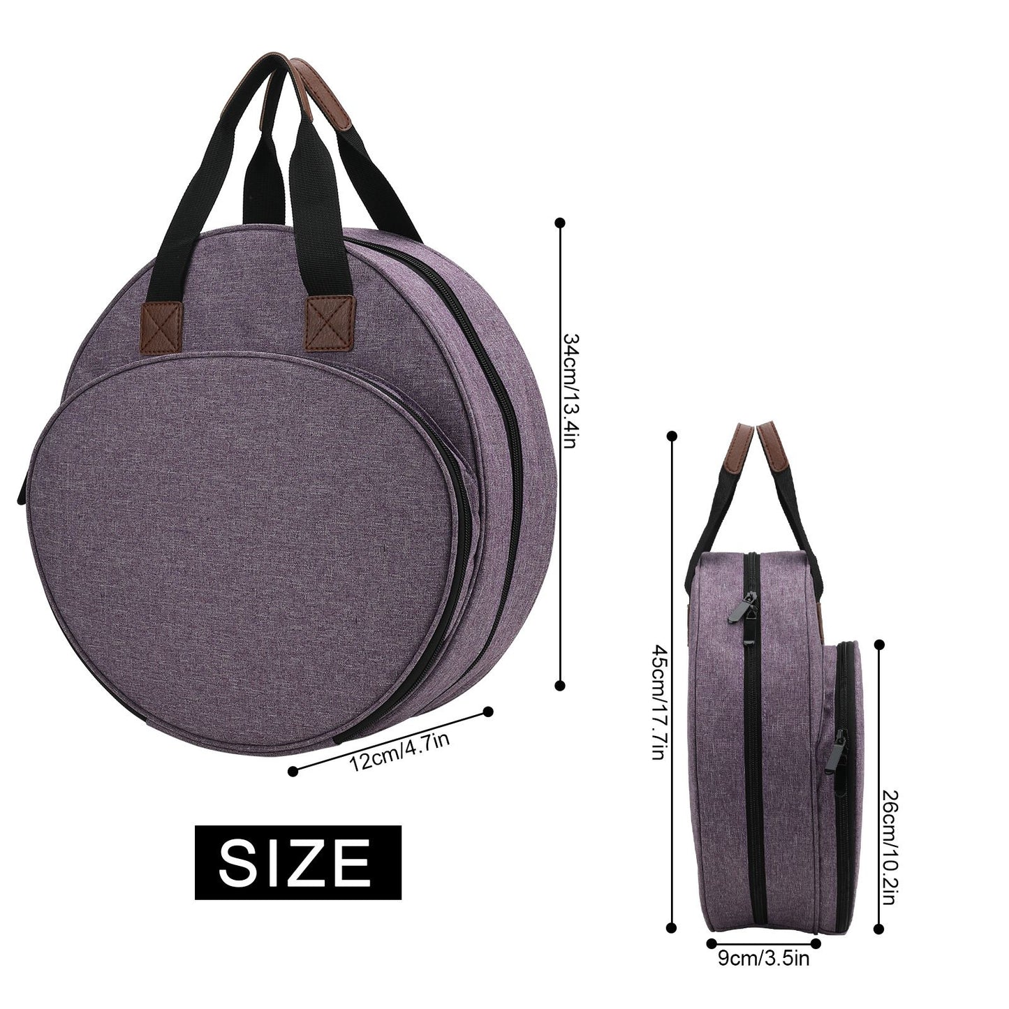 Cross Stitch Storage Bag Purple,Embroidery Projects Bag,Sewing Crafts Storage Tote Bag,Knitting Bags with Zipper Pockets Organiser for Embroidery Hoops(Purple)