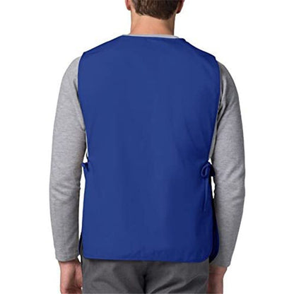 Blue Apron with Pockets, Polyester Work Apron Adjustable Side Ties Smock Hair Stylist Aprons for Woman Man Kitchen Cooking Art Painting Housekeeping