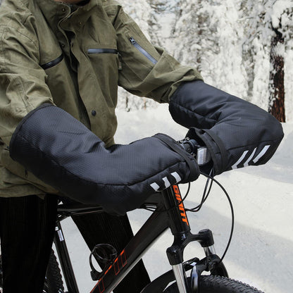 Adult bicycle accessories gloves waterproof bicycle pole warmer extreme cold weather mountain commuters winter outdoor bicycle belt reflective black