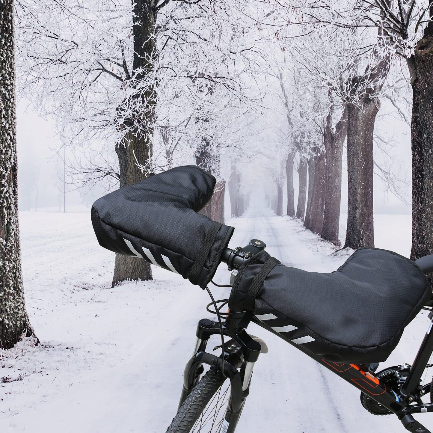 Adult bicycle accessories gloves waterproof bicycle pole warmer extreme cold weather mountain commuters winter outdoor bicycle belt reflective black