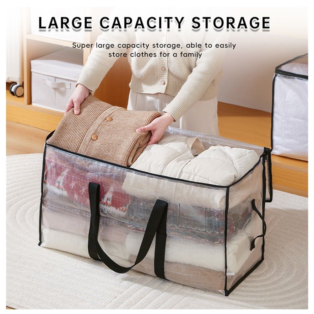 Moving Bags or Storage Bag – Backpack Straps, Zippers & Handles – Heavy-Duty Packing Bags for Moving, College Dorm(Transparent small size, 2 Pack)