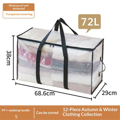 Moving Bags or Storage Bag – Backpack Straps, Zippers & Handles – Heavy-Duty Packing Bags for Moving, College Dorm(Transparent small size, 2 Pack)
