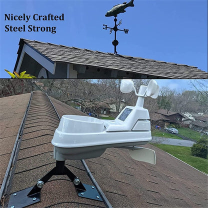 Garden Weathervane Steel Roof Mount with Hardware,Adjustable Weather Vanes Mount for Roofs, Weathervane Iron Roof Mount with Hardware