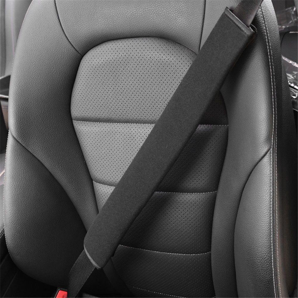 2 pack Extra Long Seatbelt Cover Super Soft Furry for Adults Kids Women & Men, Car Seat Belt Strap Cushion, Fluffy Shoulder Pad Protector, Auto Interior Accessories, 2pc, Black, 15.7in