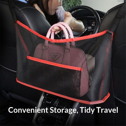 2 pack Car Net Pocket Handbag Holder,Car Backseat Organizer,Rear Seat Pet Kid Guardrail,Driver Storage Mesh Bag,Car Net Pocket Organizer For Purse and Bags (Red,Received only 2 storage bags)
