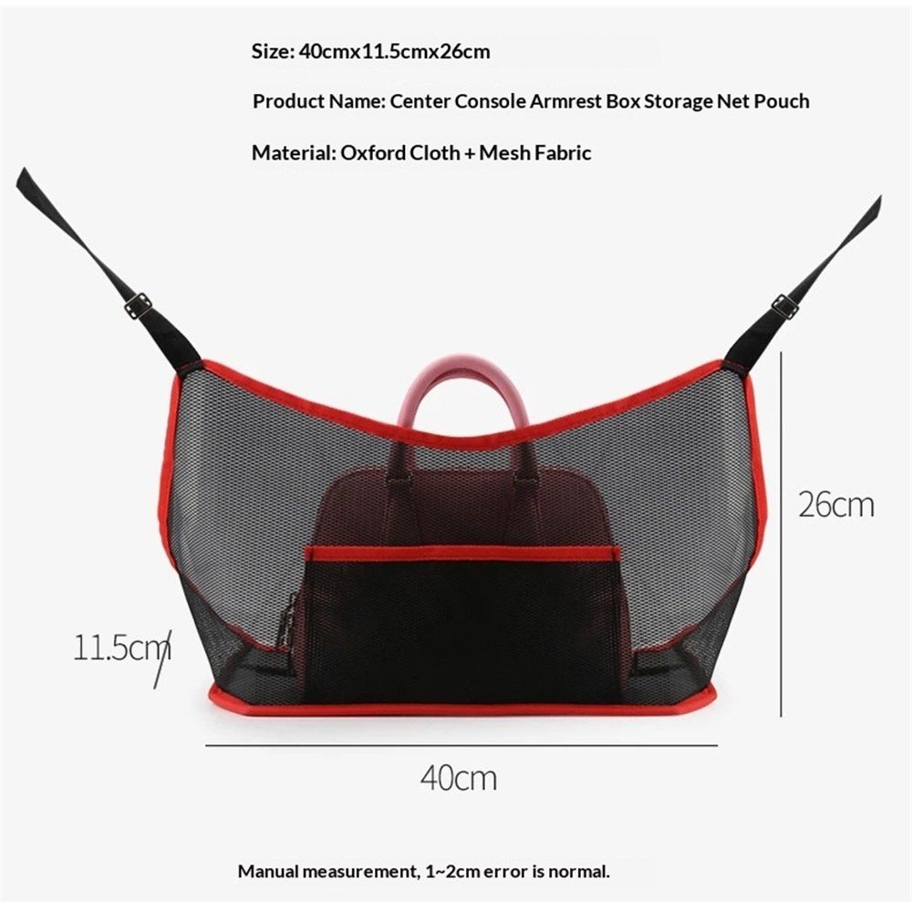 2 pack Car Net Pocket Handbag Holder,Car Backseat Organizer,Rear Seat Pet Kid Guardrail,Driver Storage Mesh Bag,Car Net Pocket Organizer For Purse and Bags (Red,Received only 2 storage bags)