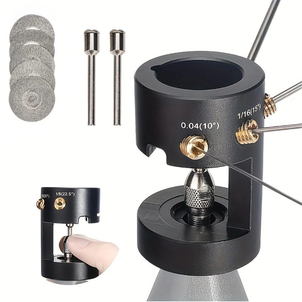 Electrode Sharpener Head Tool, 4 Accurate Angles(10°, 15°, 20°, 22.5°) & Adjustable Brass Guide Screw for 0.04"-1/8" Tungsten Electrodes Sharpener for Welding Accessories (4 Holes)